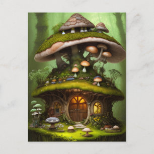 Carte Postale Adorable Mossy Mushroom Fairy House