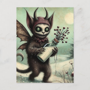 Carte Postale Adorable Noël Horreur Krampus Avec Lait