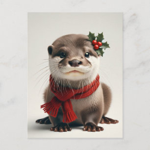 Carte Postale adorable Otter de Noël