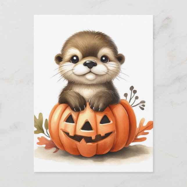 Carte Postale Adorable Otter d'Halloween (Devant)