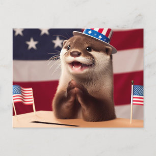 Carte Postale Adorable Otter Patriotic Vote Box