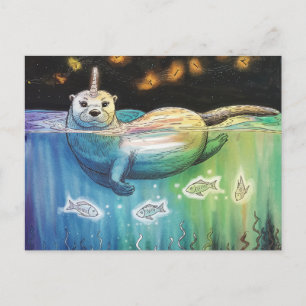 Carte Postale Adorable Otter Unicorn