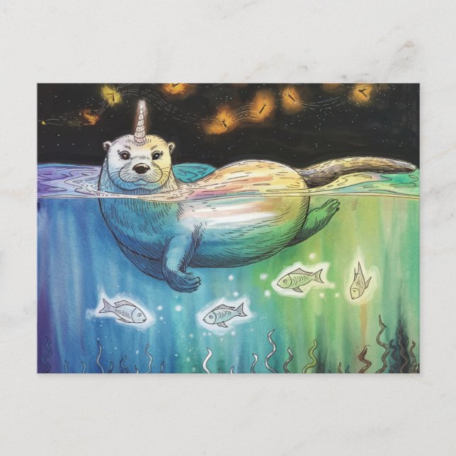 Carte Postale Adorable Otter Unicorn (Devant)