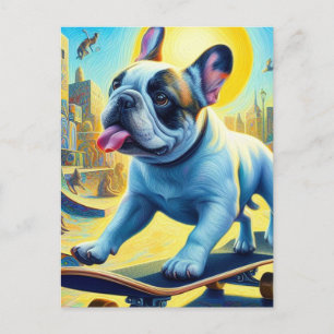 Carte Postale Adorable Patinage à chiens de taureaux français