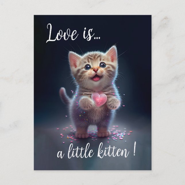 Carte Postale Adorable Petit Kitten Chéri (Devant)