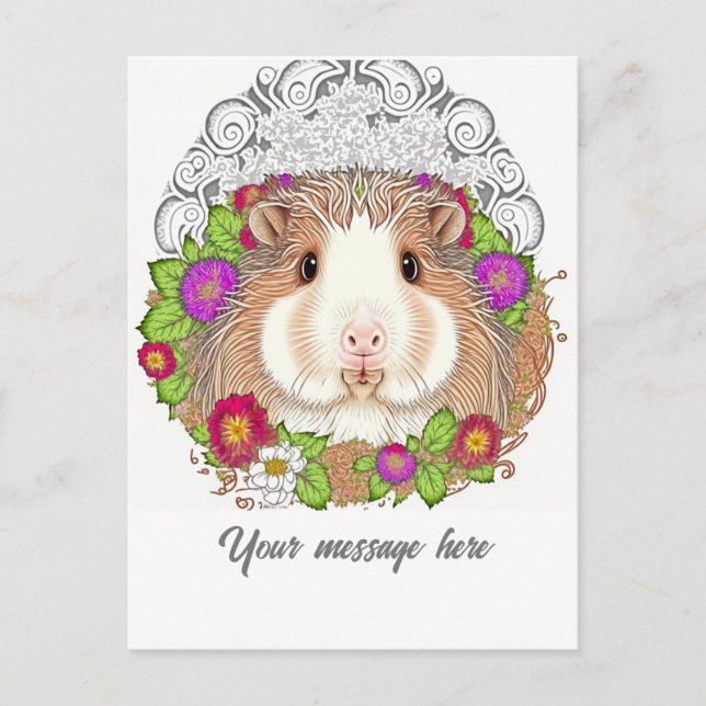 Carte Postale adorable porc de Guinée Brown (Devant)