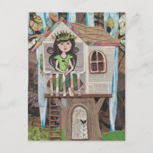 Carte Postale Adorable Princesse dans un Treehouse
