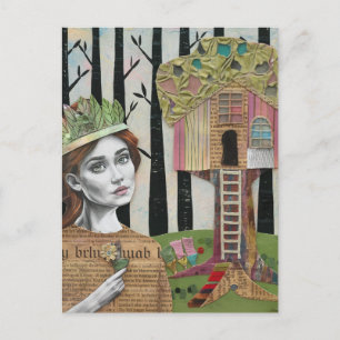 Carte Postale Adorable princesse et un treehouse collage