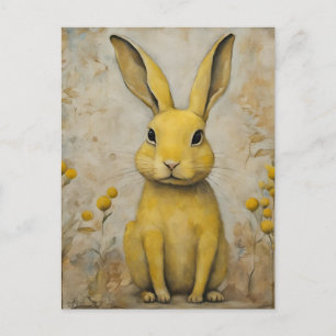 Carte postale adorable Rabbit Jaune