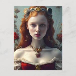 Carte Postale Adorable Redhead Princess AI Généré Art