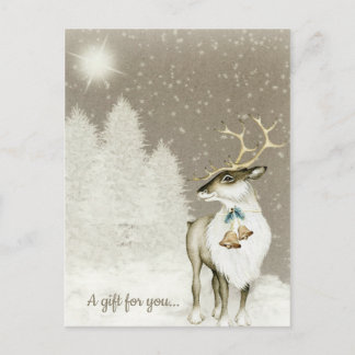 Carte Postale Adorable Reindeer Rustic Holiday Certificat cadeau