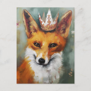 Carte Postale Adorable Renard rouge dans une couronne