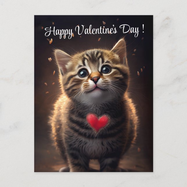 Carte Postale Adorable Saint Valentin Kitten (Devant)