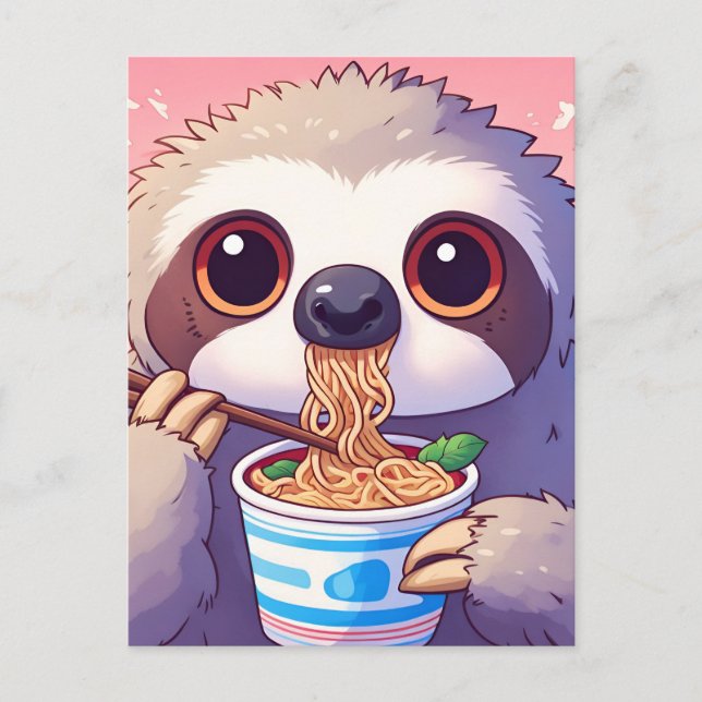 Carte Postale Adorable sorcellerie manger Ramen (Devant)