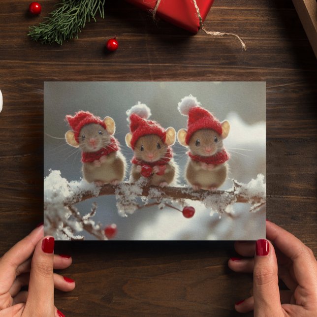Carte Postale adorable souris de Noël (Créateur téléchargé)