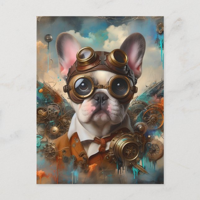 Carte Postale Adorable Steampunk French Bulldog (Devant)