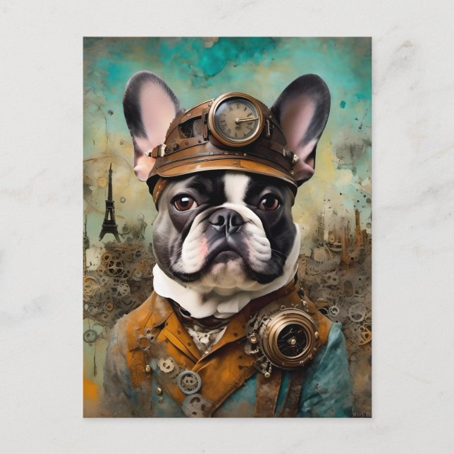Carte Postale Adorable Steampunk French Bulldog (Devant)