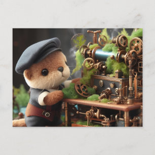 Carte Postale Adorable Steampunk Otter fonctionne sur les machin