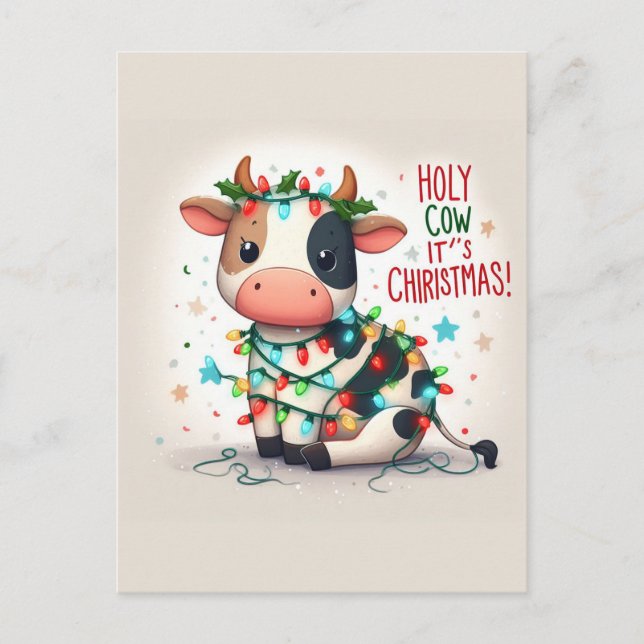Carte Postale Adorable Vache sainte Son Noël (Devant)
