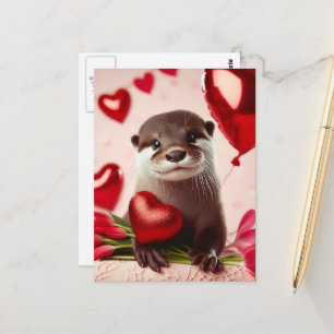 Carte postale adorable Valentine Otter