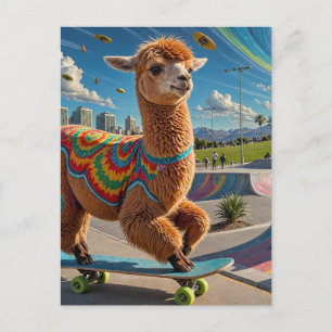 Carte Postale Adorable Weird Skateboard Alpaca