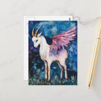 Carte Postale Adorable White Winged Goat