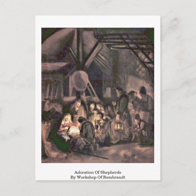 Carte Postale Adoration Des Bergers Par Atelier De Rembrandt (Devant)