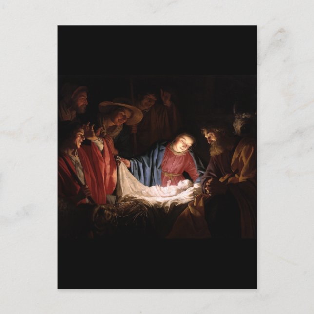 Carte Postale Adoration des bergers par Gerard van Honthorst (Devant)