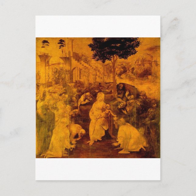 Carte Postale Adoration des Magi par Leonardo da Vinci (Devant)