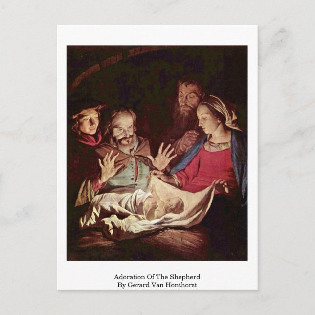 Carte Postale Adoration Du Berger Par Gerard Van Honthorst (Devant)