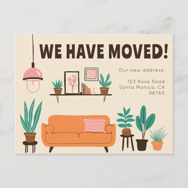 Carte Postale Adresse de l'annonce de déménagement Canapé de sal (Devant)