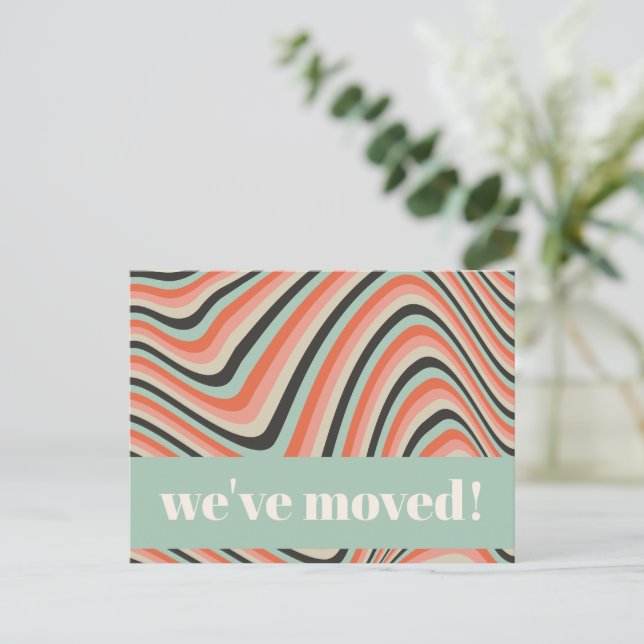 Carte Postale Adresse déplacée Retro Abstrait Wavy Stripes Peach (Debout devant)