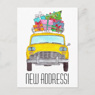 Carte Postale Adresse Faire-part Taxi Jaune Cadeaux de Noël