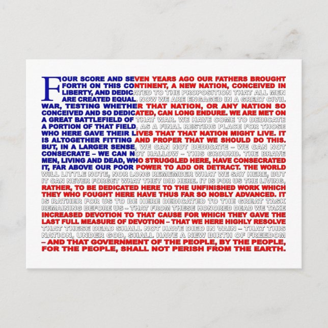 Carte Postale Adresse Gettysburg (Devant)