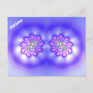 Carte Postale ADRIANA ~ Conception de fractale 3D ~ Rose Bleu Ma