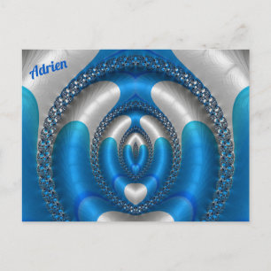 Carte Postale ADRIEN Éclairé ! ~ Conception de fractale 3D bleu