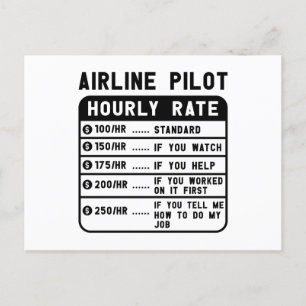 Carte Postale Aéronautique à tarif horaire amusant