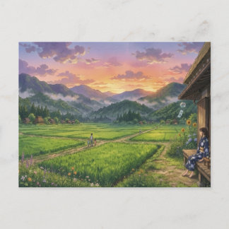 Carte Postale Aesthetic Japanese Summer Sunset Postcard