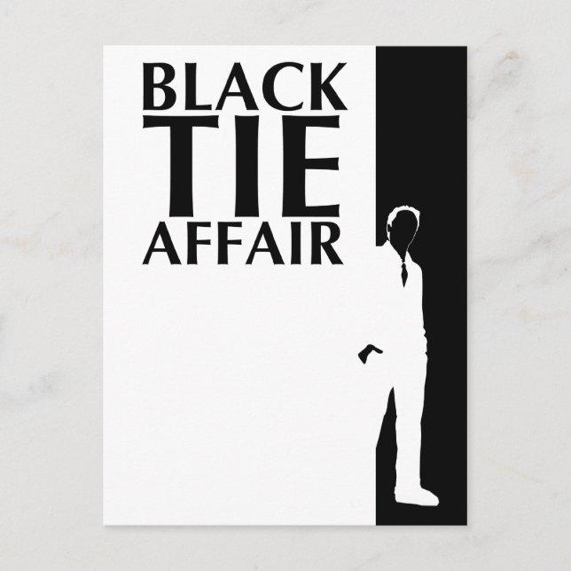 Carte Postale affaire de cravate noire : silhouette sérieuse (Devant)