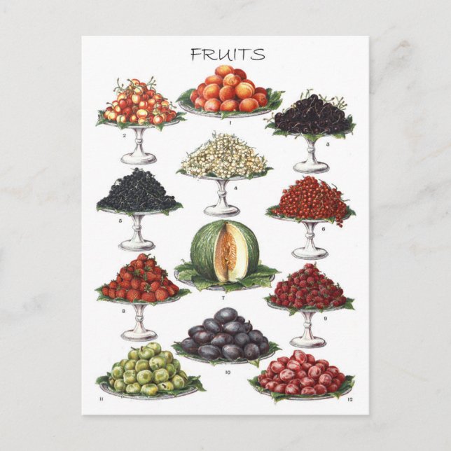 Carte Postale Affichage de divers fruits sur les plateaux (Devant)