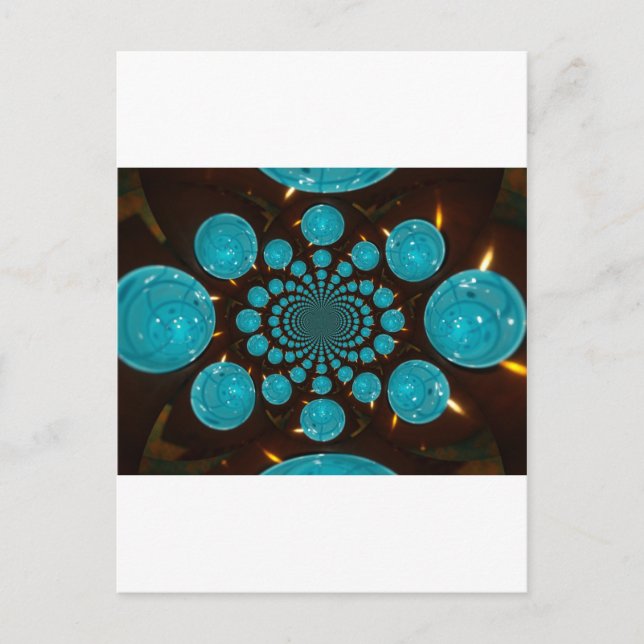 Carte Postale Affichage éclatant des lumières cyanes Kaleidoscop (Devant)