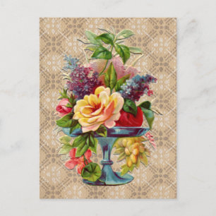 Carte Postale Affichage floral vintage texturé