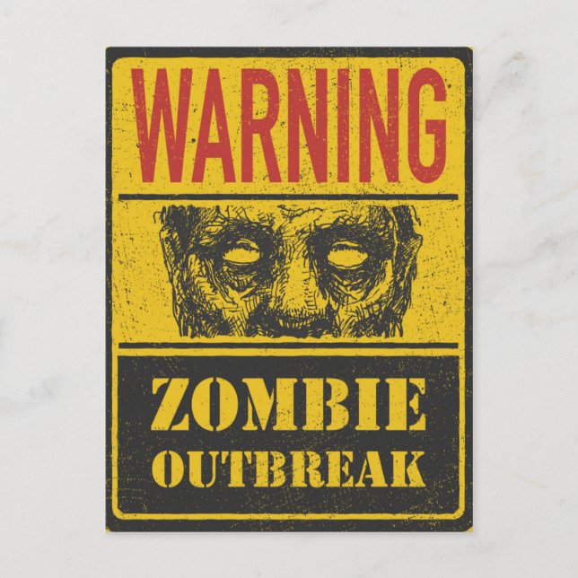Carte Postale Affiche Apocalypse Zombie. Panneau avec zombie (Devant)