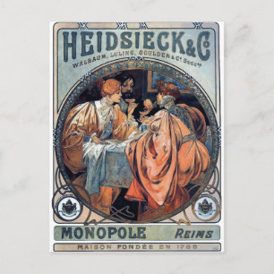 Carte Postale affiche art déco mucha Heidsieck & G