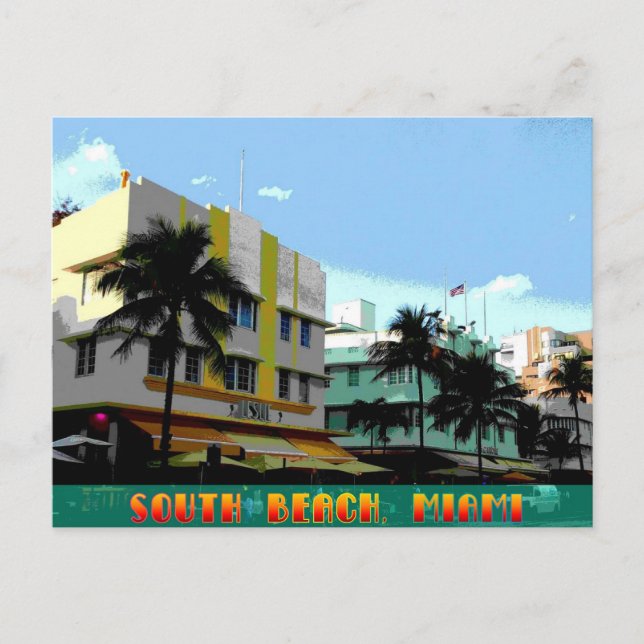 Carte Postale Affiche Art déco Ocean Drive (Devant)