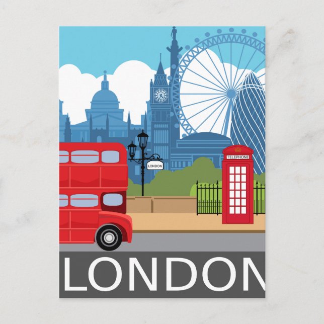Carte Postale affiche d'art londonien rétro (Devant)