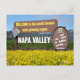 Carte Postale Affiche de bienvenue de la vallée de Napa avec le 