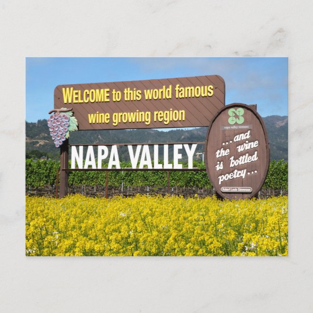 Carte Postale Affiche de bienvenue de la vallée de Napa avec le  (Devant)