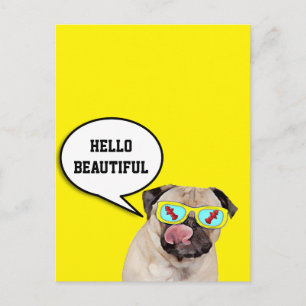 Carte Postale Affiche de borne d'incendie aimant les Pug