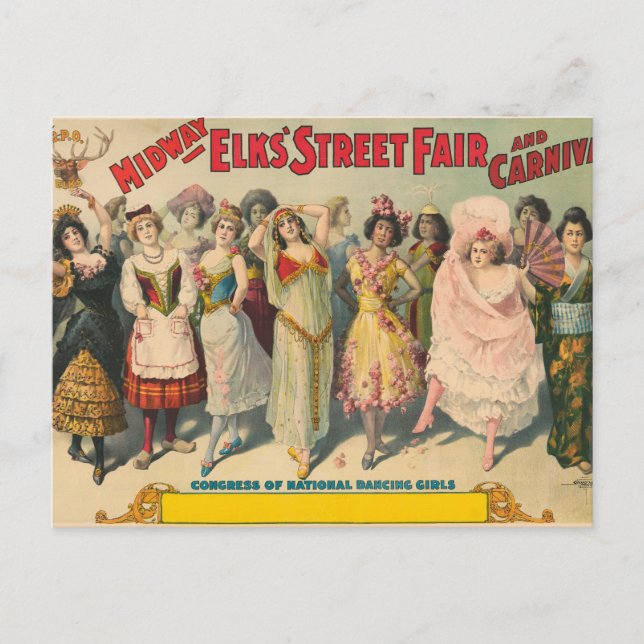 Carte Postale Affiche De Cirque Montrant Des Femmes En Costume N (Devant)